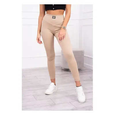 Ribbed leggings beige