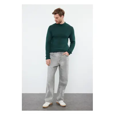 Trendyol Emerald Green Slim Fit Half Turtleneck Raglan Sleeve Plain Basic Knitwear Sweater