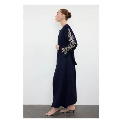 Trendyol Navy Blue Sleeve Embroidered Woven Cap & Abaya & Abaya