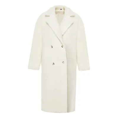 Trendyol Ecru Double Breasted Oversize Plush Coat