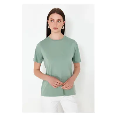 Trendyol Mint More Sustainable 100% Cotton Regular/Normal Fit Knitted T-Shirt