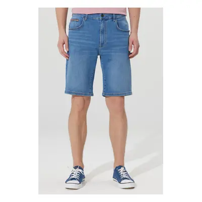 AC&Co / Altınyıldız Classics Men's Light Blue Slim Fit Slim Fit Cotton Flexible Denim Shorts.