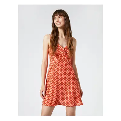 Koton Mini Dress with Thin, Adjustable Straps, Geometric Pattern