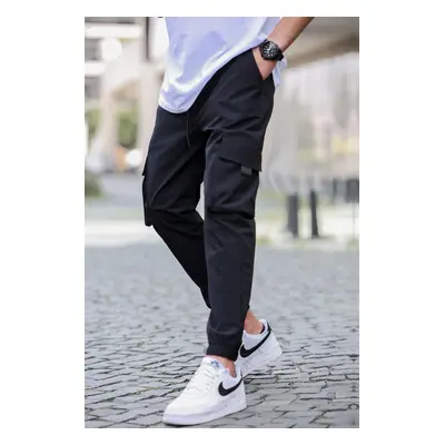 Madmext Black Men's Cargo Pocket Jogger Pants