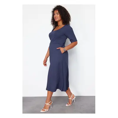 Trendyol Curve Navy Blue More Sustainable Midi Knitted Dress