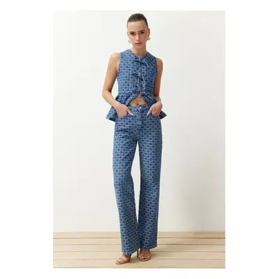 Trendyol Dark Blue High Waist Wide Leg Jeans