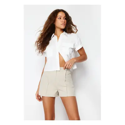 Trendyol Beige Rib Detailed Woven Shorts