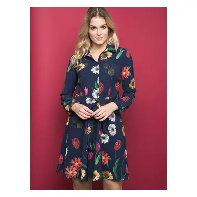 La Diva dress decorated with a print of flowers navy blue