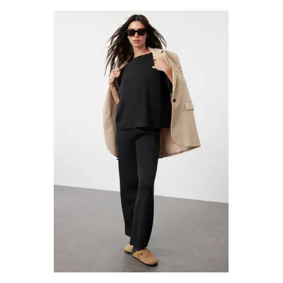 Trendyol Anthracite Basic Three Quarter Sleeve Knitwear Top-Top Set