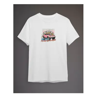 Trendyol White Car Printed Regular Cut T-shirt