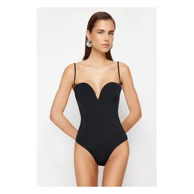 Trendyol Black Balcony V-String Regular Swimsuit