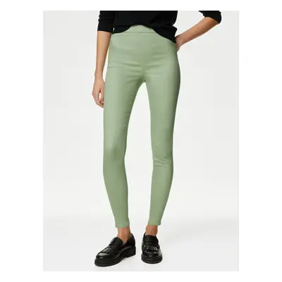 Light Green Women's High-Waisted Skinny Fit Jeans by Marks & Spencer