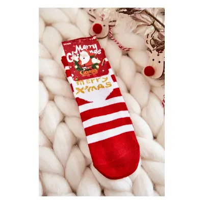 Children's Christmas socks with stripes Cosas white-red