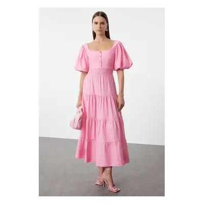 Trendyol Pink Plain Maxi Woven Dress