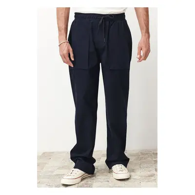 Trendyol Navy Blue Standard Fit Lace Waist Trousers