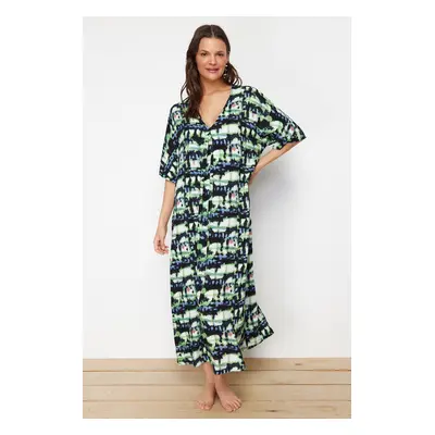 Trendyol Abstract Patterned Wide Fit Midi Woven Beach Dress