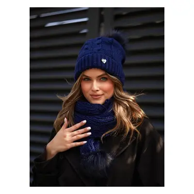 Navy blue winter set with scarf