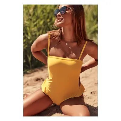 Yellow swimsuit with frill