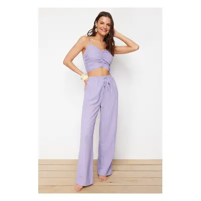 Trendyol Lilac Woven Blouse Trousers Set