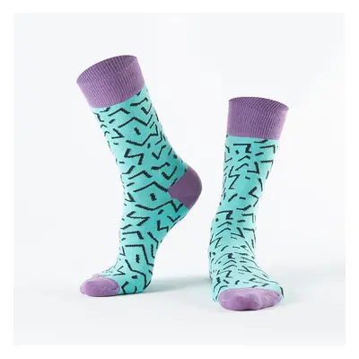 Turquoise women's socks with black patterns