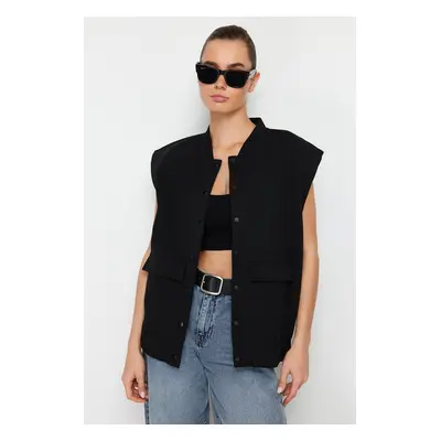 Trendyol Black Snap Fastener Knitted Blouse