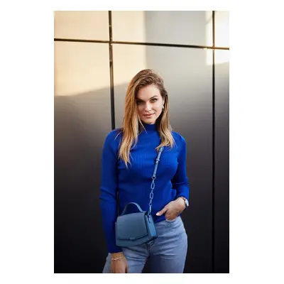 Lady's fitted cornflower turtleneck