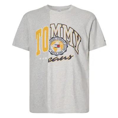 Tommy Jeans T-Shirt - TJM HALF N HALF COLLEGE TEE grey