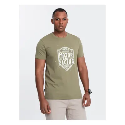 Ombre Men's motorcycle style printed t-shirt - olive