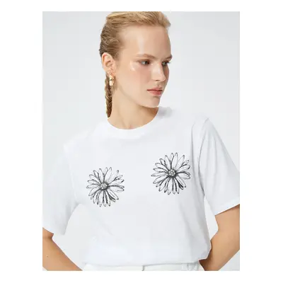 Koton Daisy Printed Cotton T-Shirt