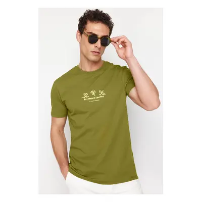 Trendyol Khaki Dragon Printed Regular Cut T-Shirt