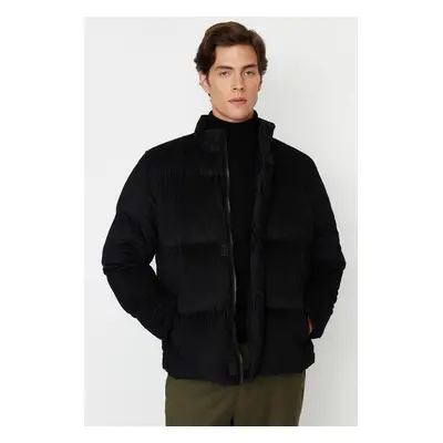 Trendyol Black Regular Fit Stand Collar Corduroy Puffer Winter Coat