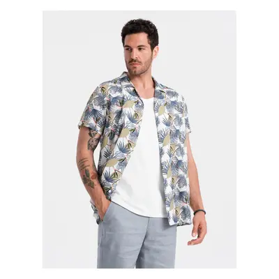 Ombre Viscose patterned men's short sleeve shirt - palm trees