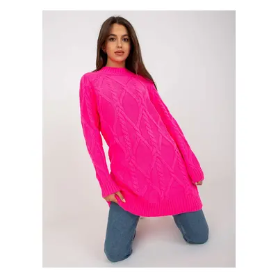 Fluo pink mini dress knitted with braids RUE PARIS