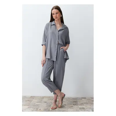 Trendyol Gray Shirt Trousers Aerobin Woven Two Piece Set