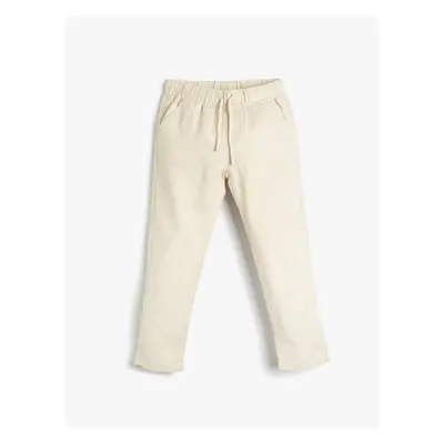 Koton Linen Pants with Tie Waist, Pockets, Comfortable Cut.