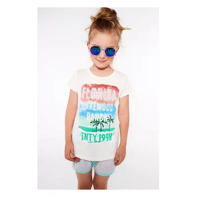 Girls' T-shirt with cream print