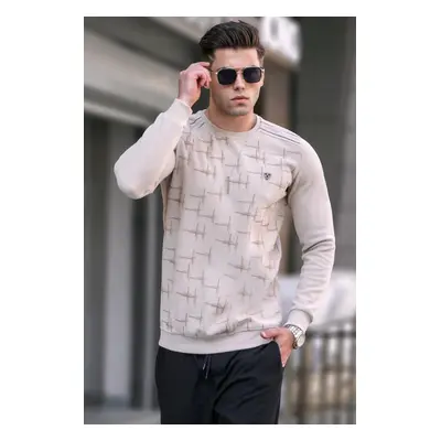 Madmext Beige Patterned Crewneck Knitwear Sweater