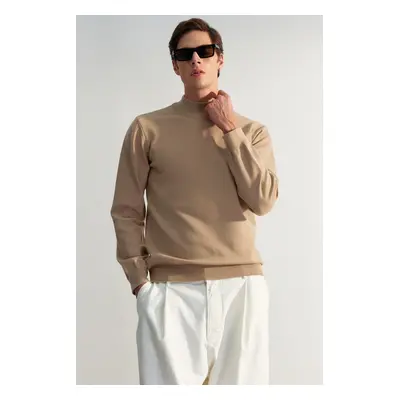 Trendyol Camel Regular Fit Half Turtleneck Soft Limited Edition Basic Knitwear Sweater