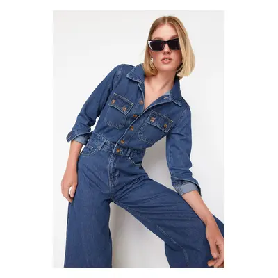 Trendyol Dark Blue Denim Overalls