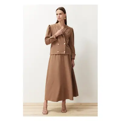 Trendyol Mink Woven Fabric Jacket Skirt Top and Bottom Set