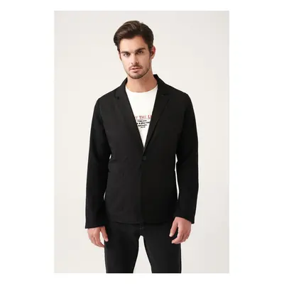 Avva Men's Black Monochrome Collar Unlined Sweater Detailed Slim Fit Slim Fit Jacket