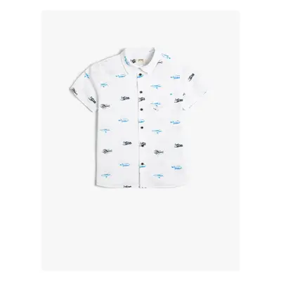 Koton Shirt Short Sleeve Cotton Printed Pocket Detail