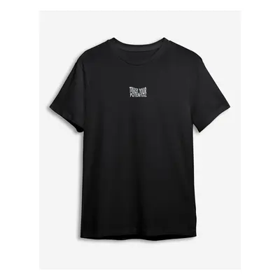 Trendyol Black Text Printed Regular Cut T-shirt