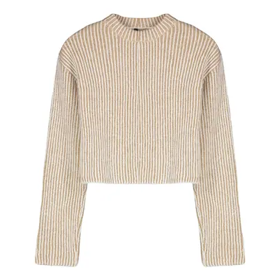 Trendyol Camel Crop Soft Texture Crew Neck Knit Sweater