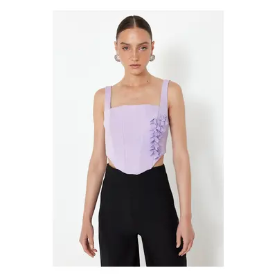 Trendyol Lilac Corset Detailed Woven Bustier with Flower Accessories