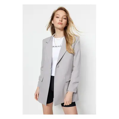 Trendyol Gray Oversize Lined Woven Blazer Jacket