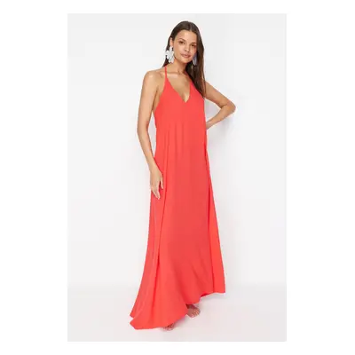 Trendyol Red Maxi Woven Backless Beach Dress