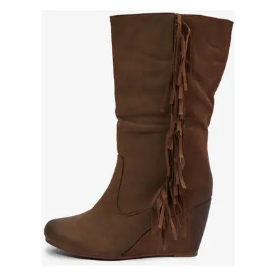 Women's brown wedge boots CAMAIEU