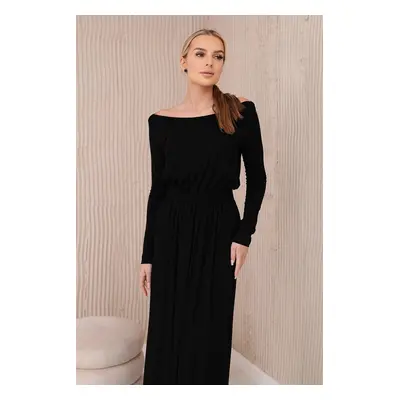 Women's Viscose Long Waist Dress - Black