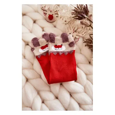 Youth Smooth socks with reindeer red